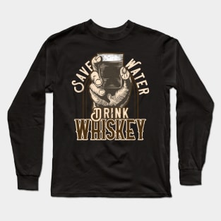 Vintage Drink Whiskey Slogan Long Sleeve T-Shirt